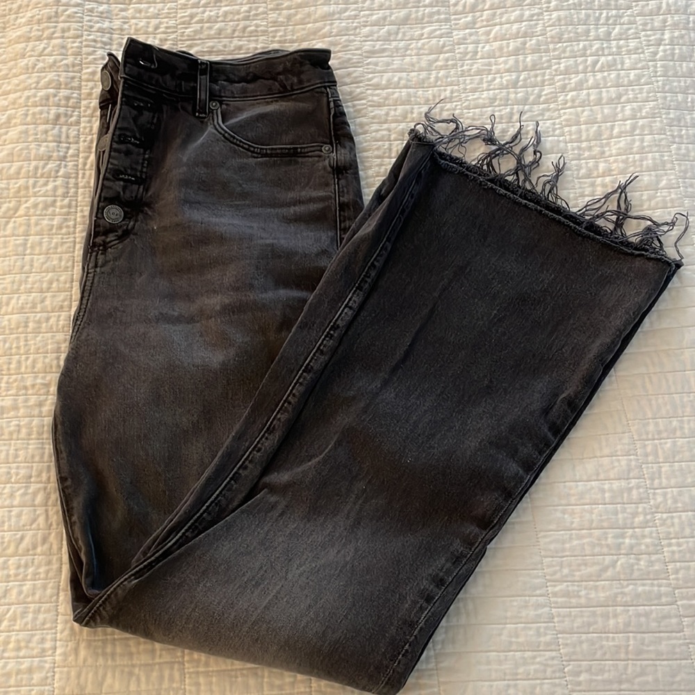 Loft High Waisted Flare Jeans with Raw Hem